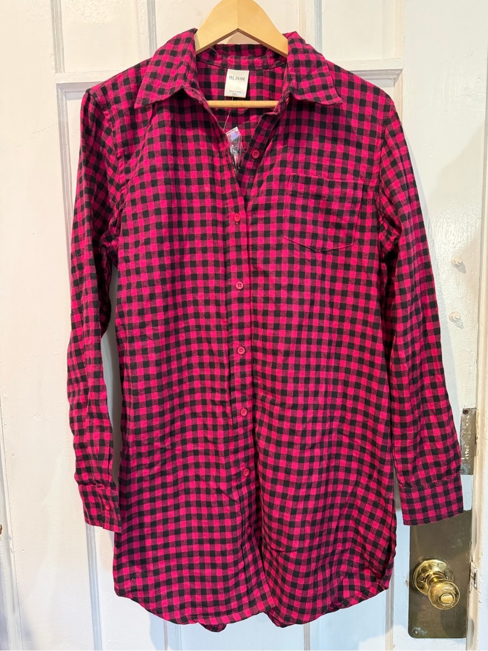 Blair Hot Pink and Black Buffalo Plaid Shirt Dress